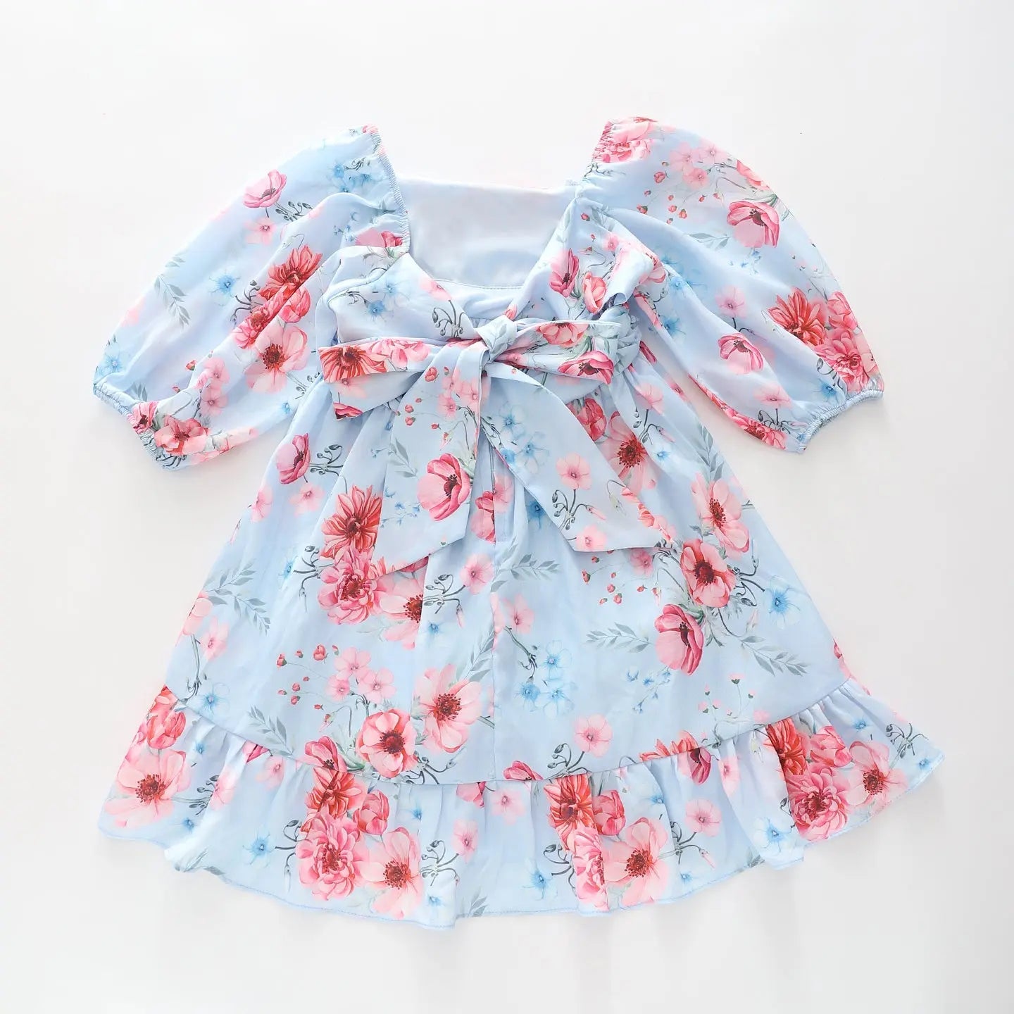 Blue Floral Girls Dress