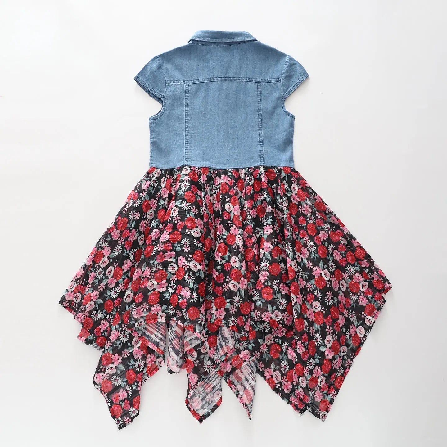 Denim and Rose Print Dress