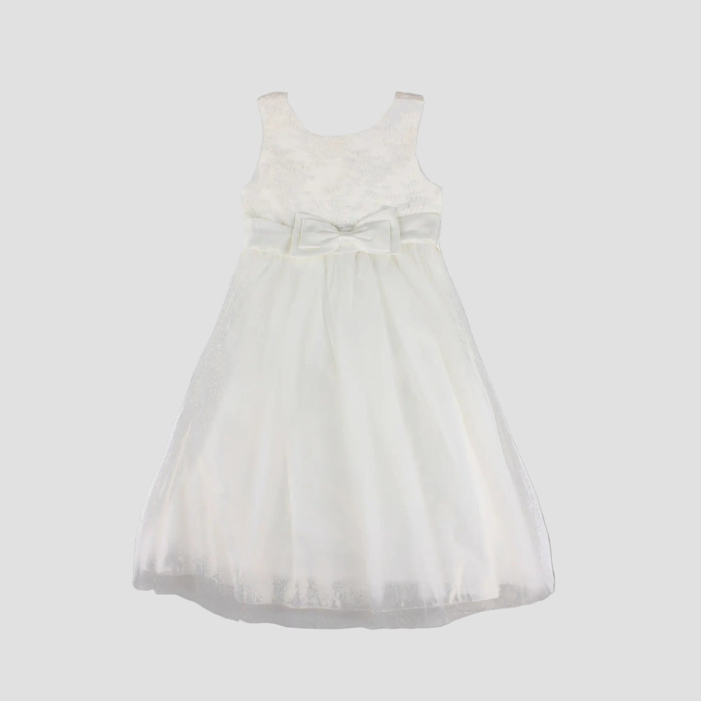 Girl Ivory Occasion Formal Dress With Bow 6-12