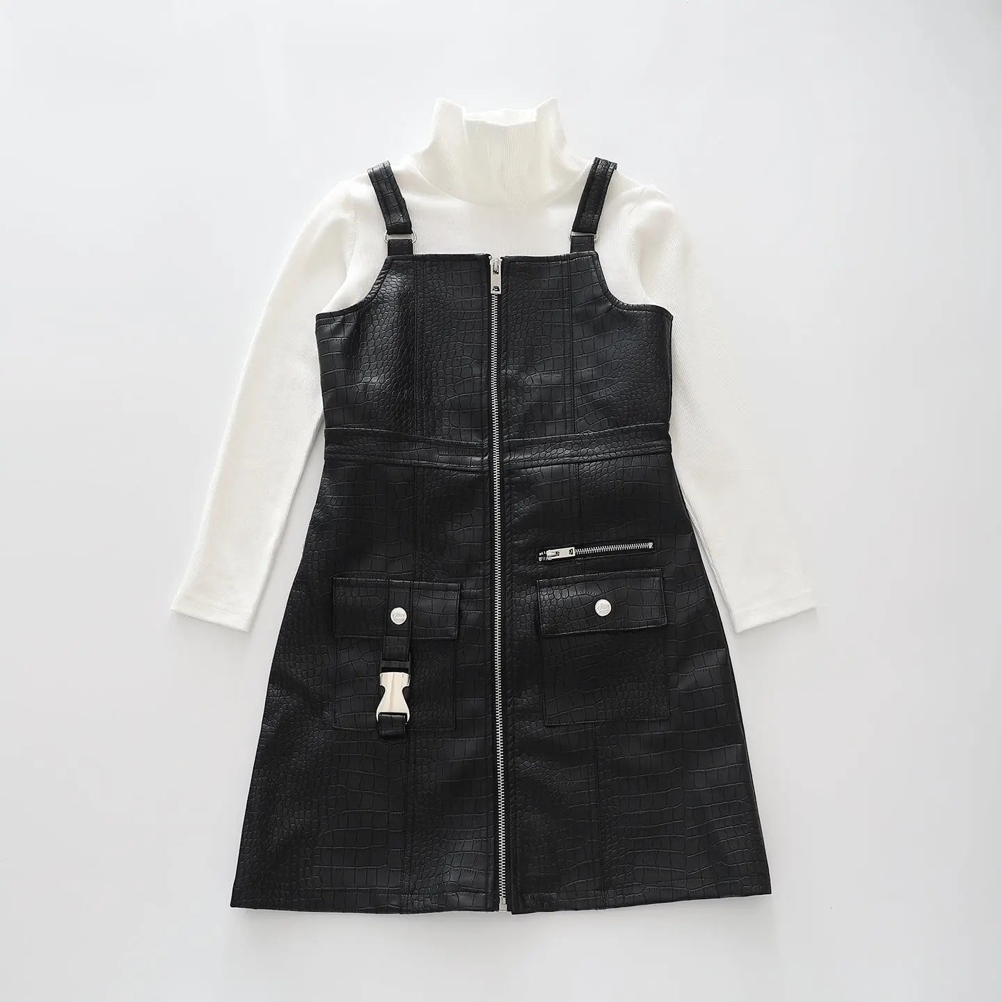 Faux Leather Dress Set