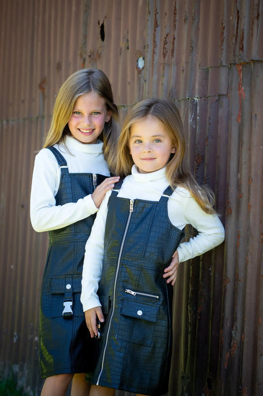 Faux Leather Dress Set