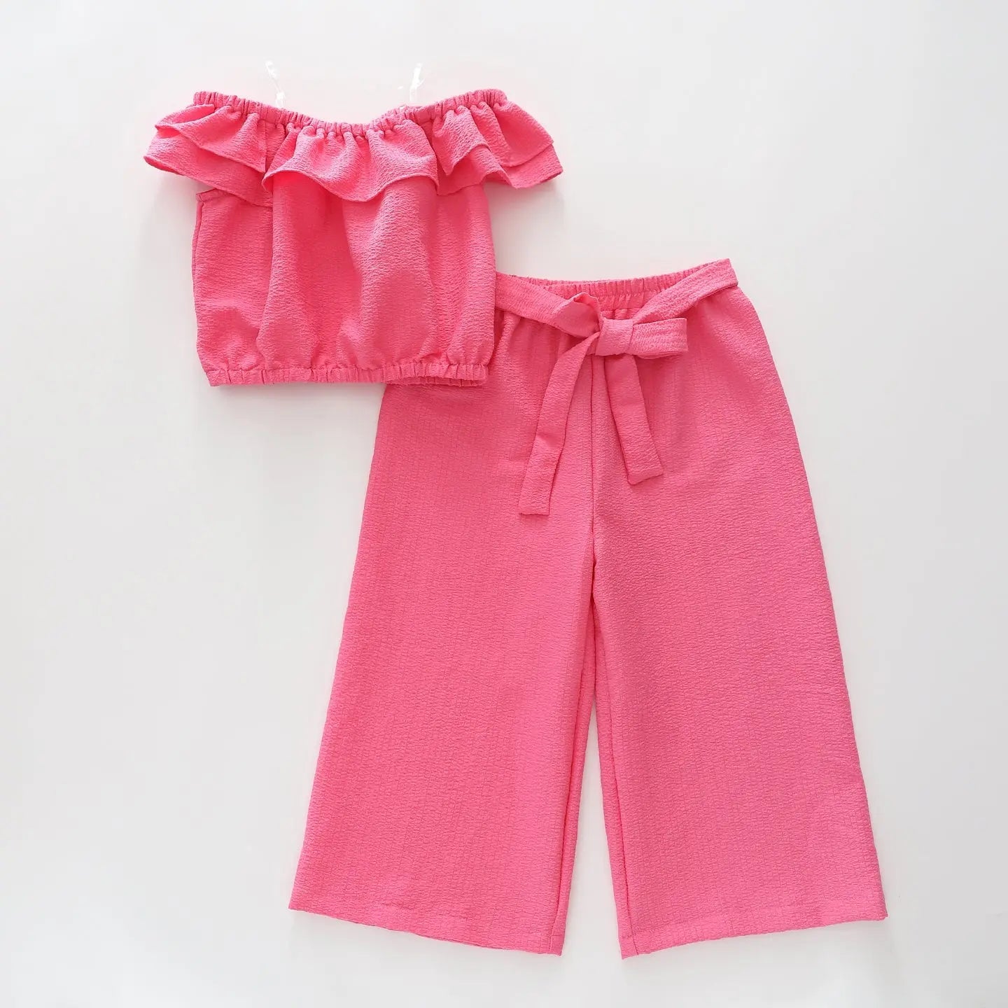 Girls Cropped Top and Pants Set