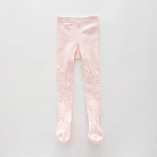 Girls Pink Cable Knit Tights