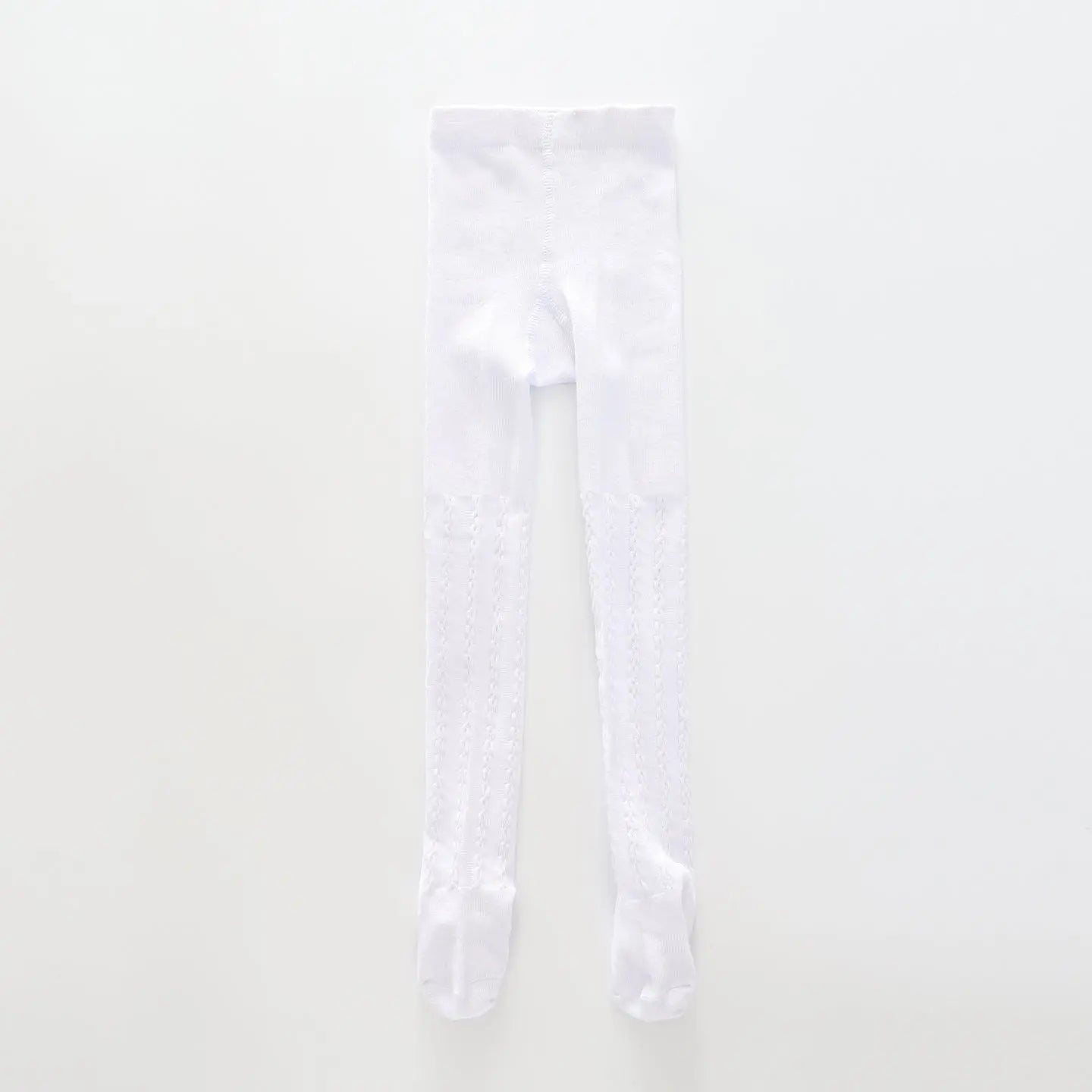 Girls White Cable Knit Tights