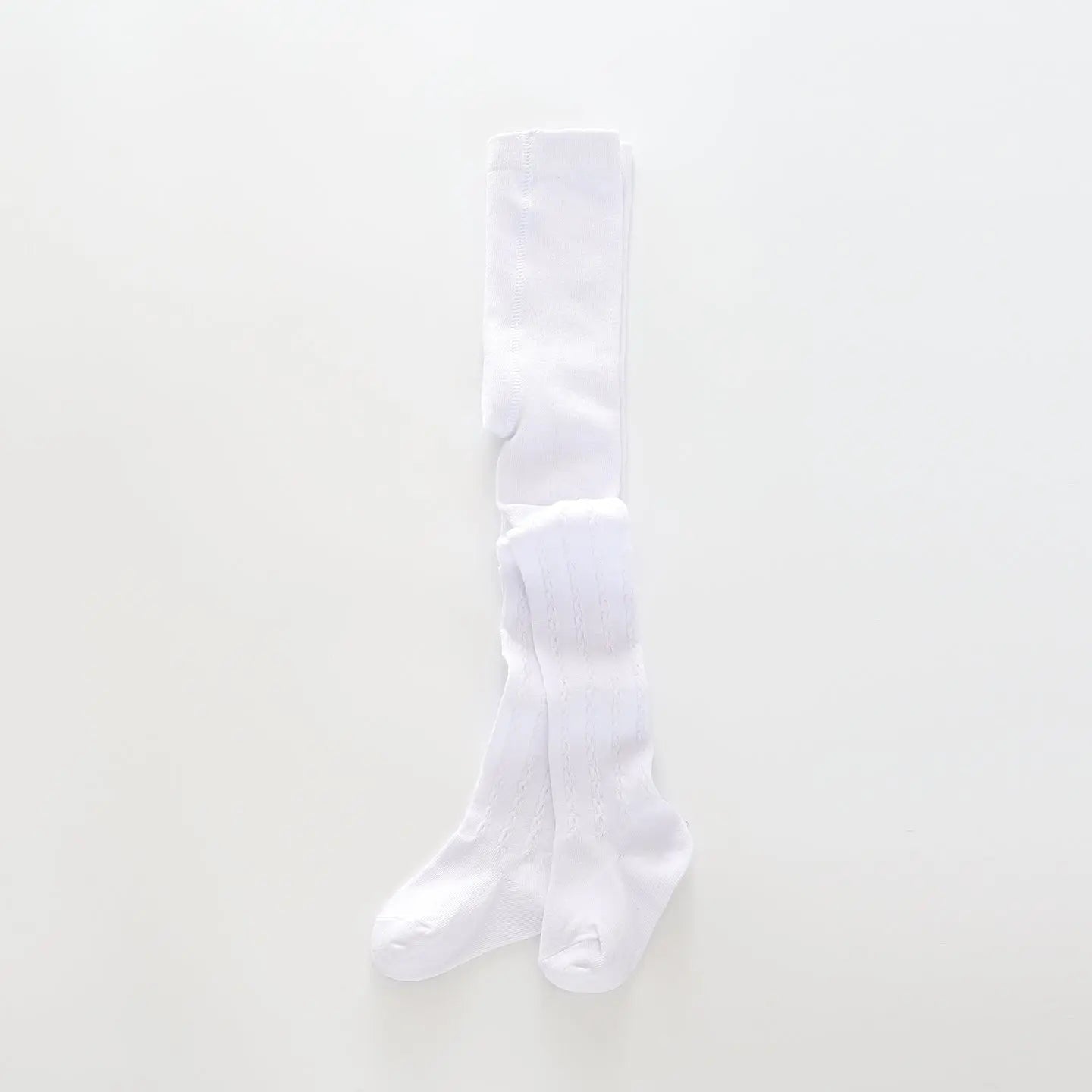 Girls White Cable Knit Tights