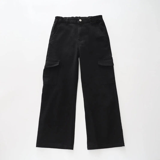 Wide Leg Black Cargo Pants