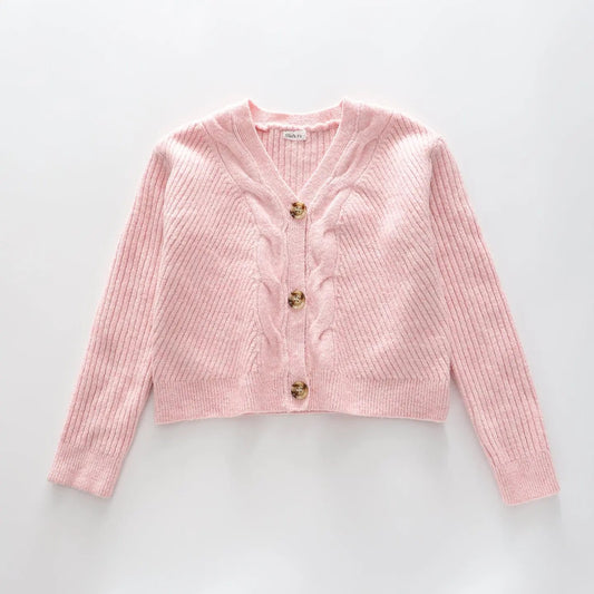 Girls' Pink True Knit Cropped Cardi