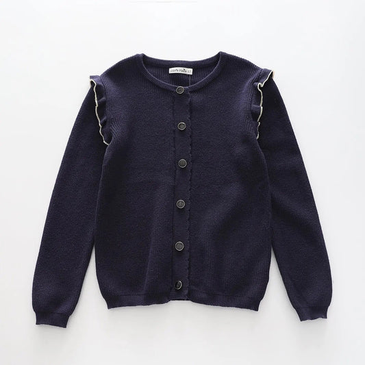 Girls' True Knit Navy Blue Cardigan