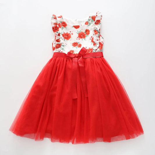 Older Girls Special Occasion Red Rose Dress