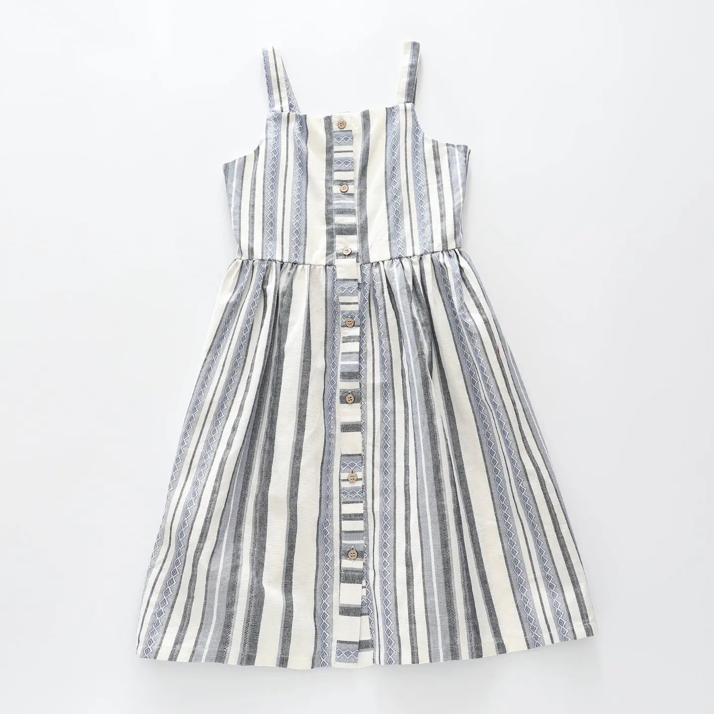 White and Blue Stripe Midi Dress