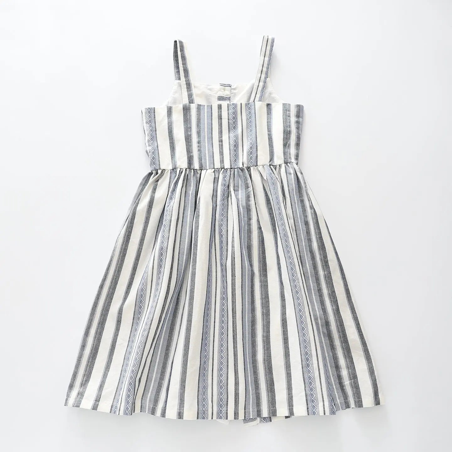 White and Blue Stripe Midi Dress